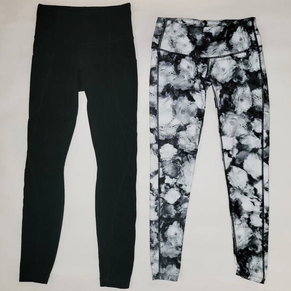Athleta XSP & XS Leggings Lot of 2 - Floral & Solid Black Ankle and Full Length - Picture 1 of 4